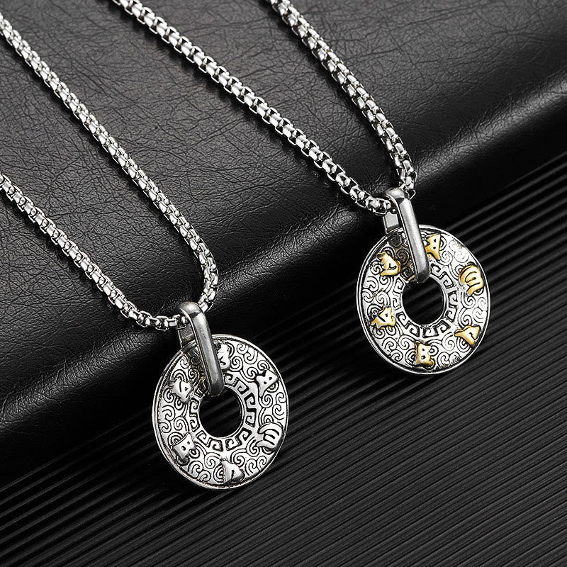 Buddha Stones Tibetan Om Mani Padme Hum Peace Buckle Creativity Necklace Pendant - image 2