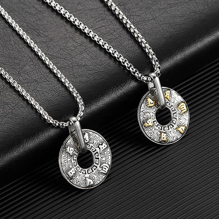 Buddha Stones Tibetan Om Mani Padme Hum Peace Buckle Creativity Necklace Pendant - image 2