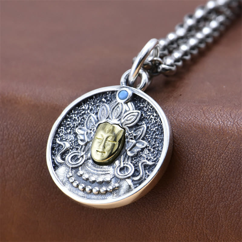 Buddha Stones 925 Sterling Silver Green Tara Double Dorje Vajra Protection Necklace Pendant - image 3