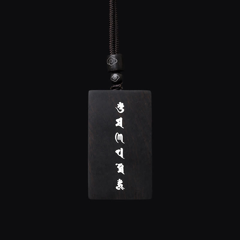 Buddha Stones 999 Sterling Silver Small Leaf Red Sandalwood Ebony Wood Om Mani Padme Hum Inlaid Protection Necklace Pendant - image 11