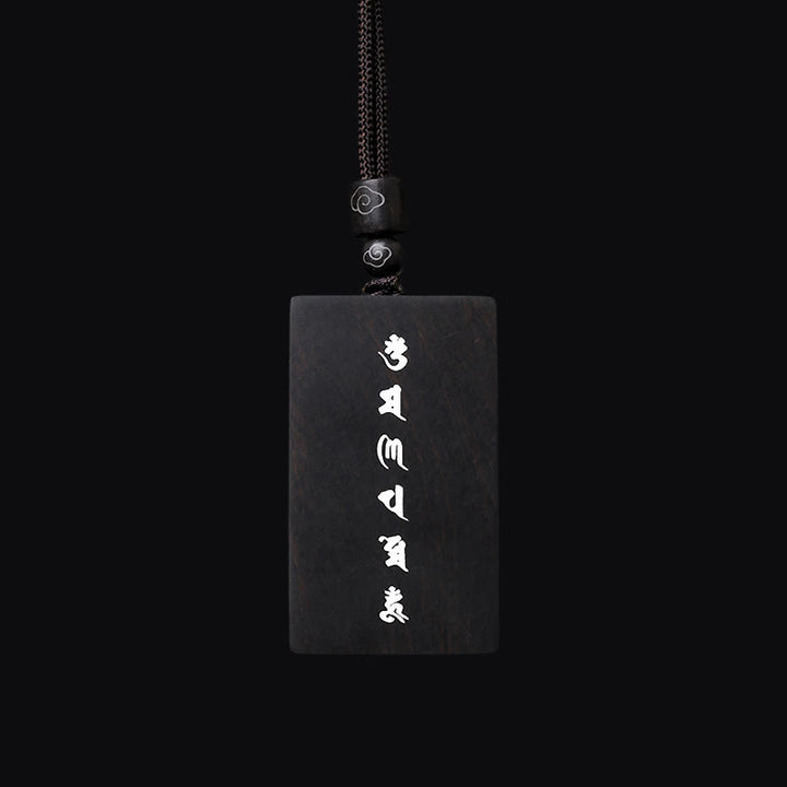 Buddha Stones 999 Sterling Silver Small Leaf Red Sandalwood Ebony Wood Om Mani Padme Hum Inlaid Protection Necklace Pendant - image 11