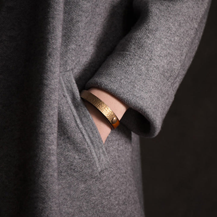 Buddha Stones Vintage Handmade Texture Copper Brass Leather Wealth Bracelet Bangle - image 9