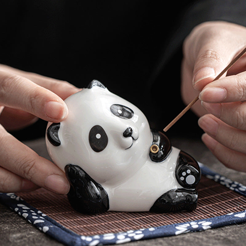 Lovely Cat Panda Ceramic Blessing Incense Burner Decoration - image 18