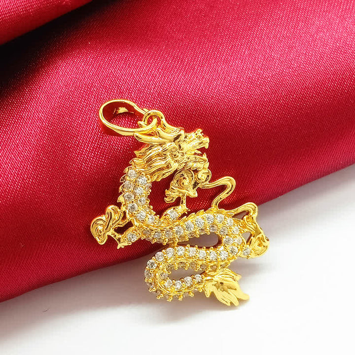 Buddha Stones Gold Dragon Protection Necklace Pendant - image 5