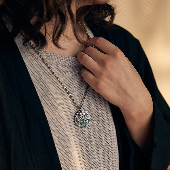 Buddha Stones 990 Sterling Silver Yin Yang Water and Fire Balance Necklace Pendant - image 11