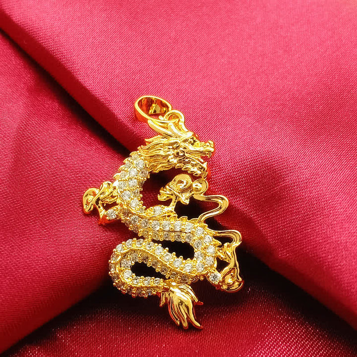 Buddha Stones Gold Dragon Protection Necklace Pendant - image 7