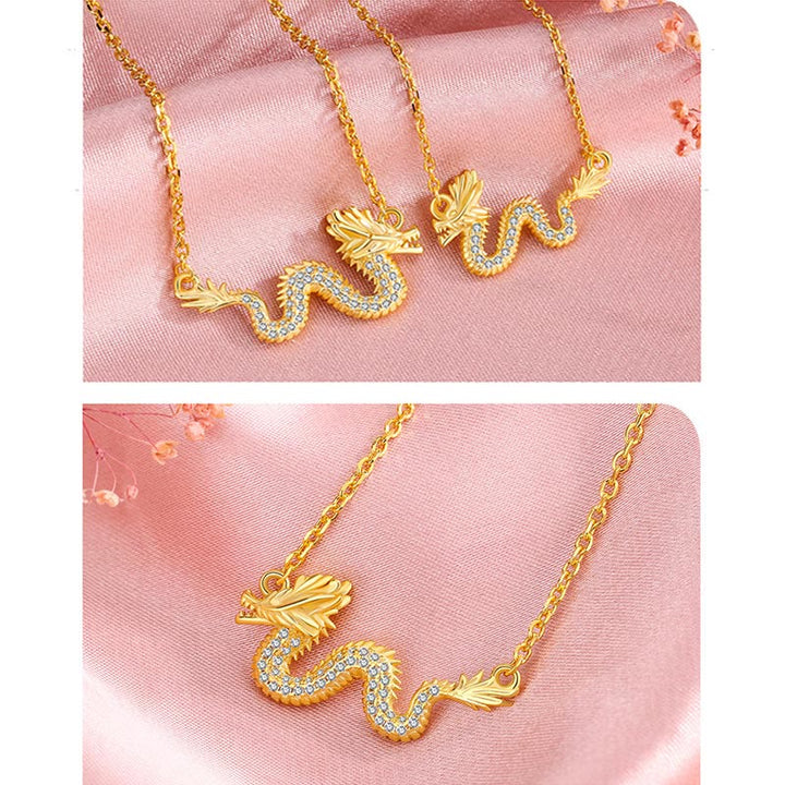Buddha Stones 925 Sterling Silver Year Of The Dragon Auspicious Golden Dragon Luck Chain Necklace Pendant - image 10