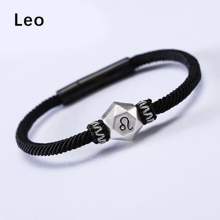 Buddha Stones 999 Sterling Silver 12 Constellations of the Zodiac Protection Handmade String Bracelet - Leo - 19CM - image 8
