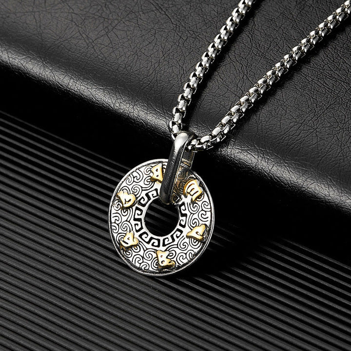 Buddha Stones Tibetan Om Mani Padme Hum Peace Buckle Creativity Necklace Pendant - image 3