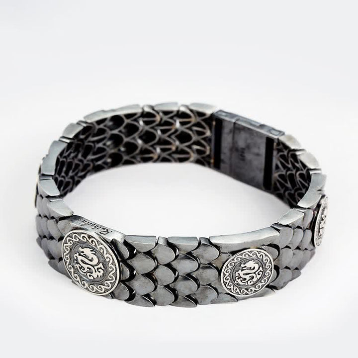 Buddha Stones 925 Sterling Silver Dragon Scales Luck Success Bracelet Bangle - image 3
