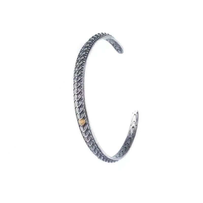 Buddha Stones Vintage Dragon Scales Pattern Luck Wealth Cuff Bracelet Bangle - image 5