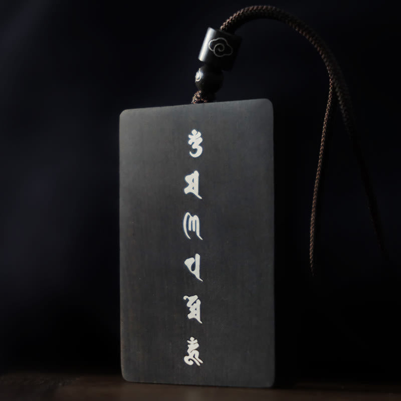 Buddha Stones 999 Sterling Silver Small Leaf Red Sandalwood Ebony Wood Om Mani Padme Hum Inlaid Protection Necklace Pendant - image 17