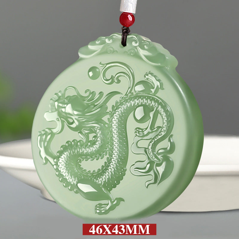 Buddha Stones Chinese Zodiac Dragon Jade Luck Necklace String Pendant - image 6