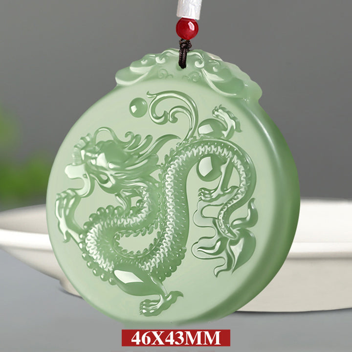 Buddha Stones Chinese Zodiac Dragon Jade Luck Necklace String Pendant - image 6