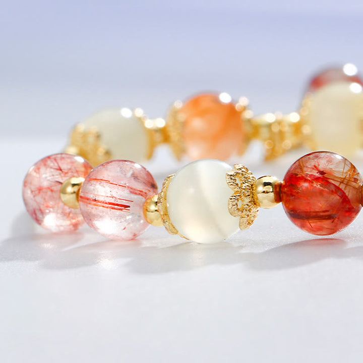 Colorful Rutilated Quartz Cat Eye Zircon Auspiciousness Bead Bracelet - image 7