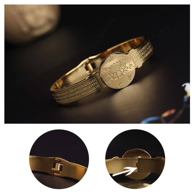 Buddha Stones Yin Yang Lotus Om Mani Padme Hum Mantra Titanium Steel Harmony Bracelet Bangle - image 14