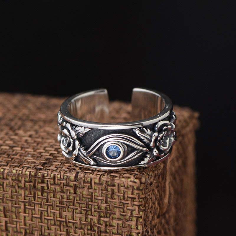 Buddha Stones Eye Of Horus Crystal Protection Adjustable Ring - image 4