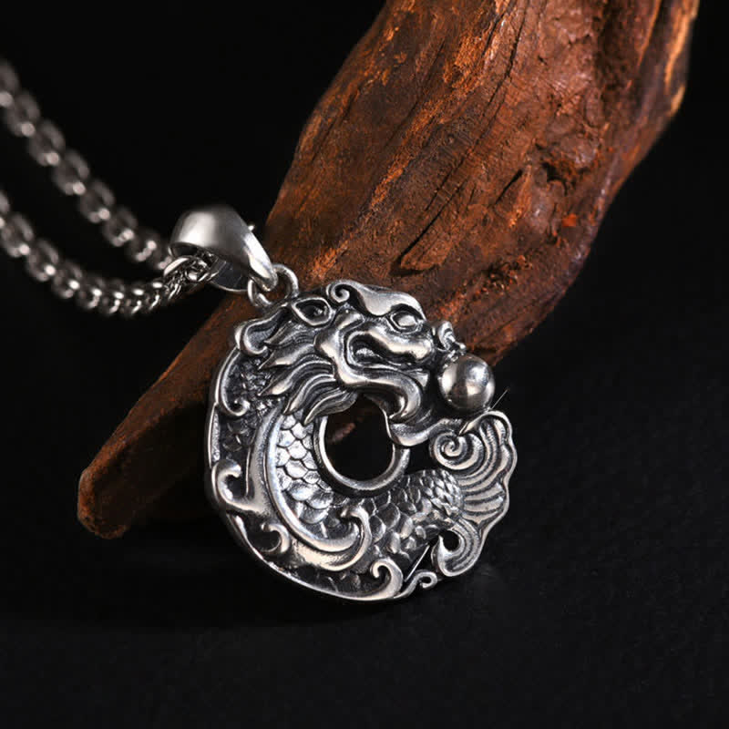 Koi Fish Dragon Peace Buckle Wealth Necklace Pendant - image 7