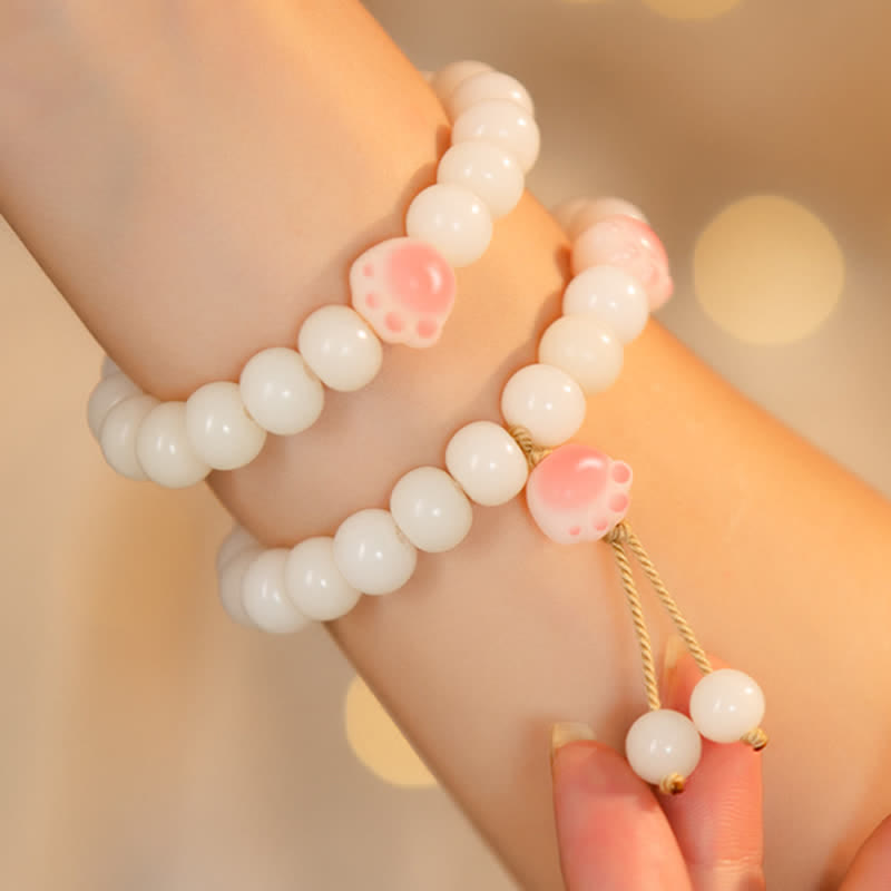 Buddha Stones Natural Bodhi Seed Lovely Paw Lucky Cat Paw Peace Bracelet - image 3