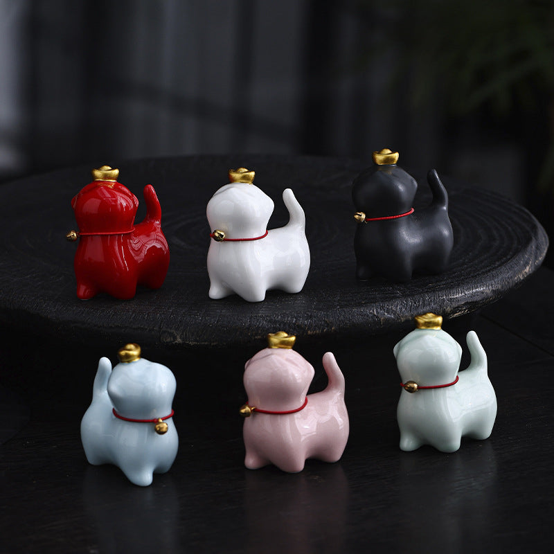 Buddha Stones Mini Lucky Cat Ingot Tea Pet Ceramic Home Desk Figurine Decoration - image 2