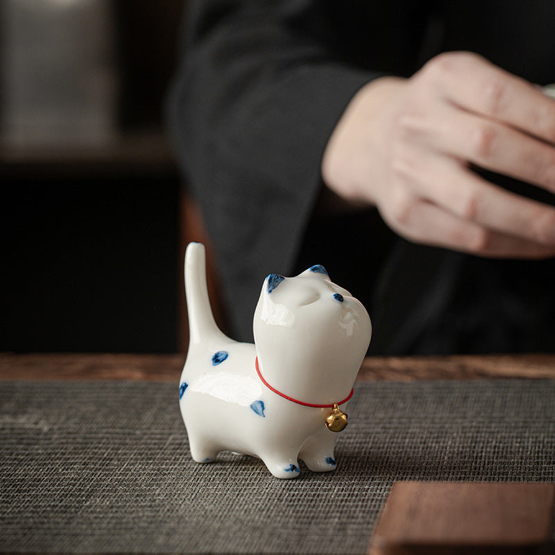 Buddha Stones Mini Lucky White Cat Kitten Tea Pet Ceramic Home Desk Figurine Decoration - image 2