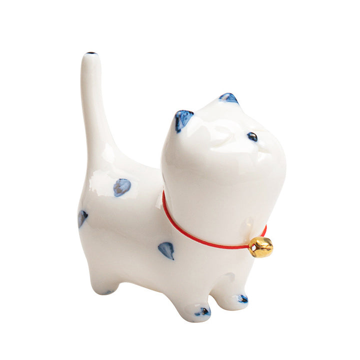 Buddha Stones Mini Lucky White Cat Kitten Tea Pet Ceramic Home Desk Figurine Decoration - image 13