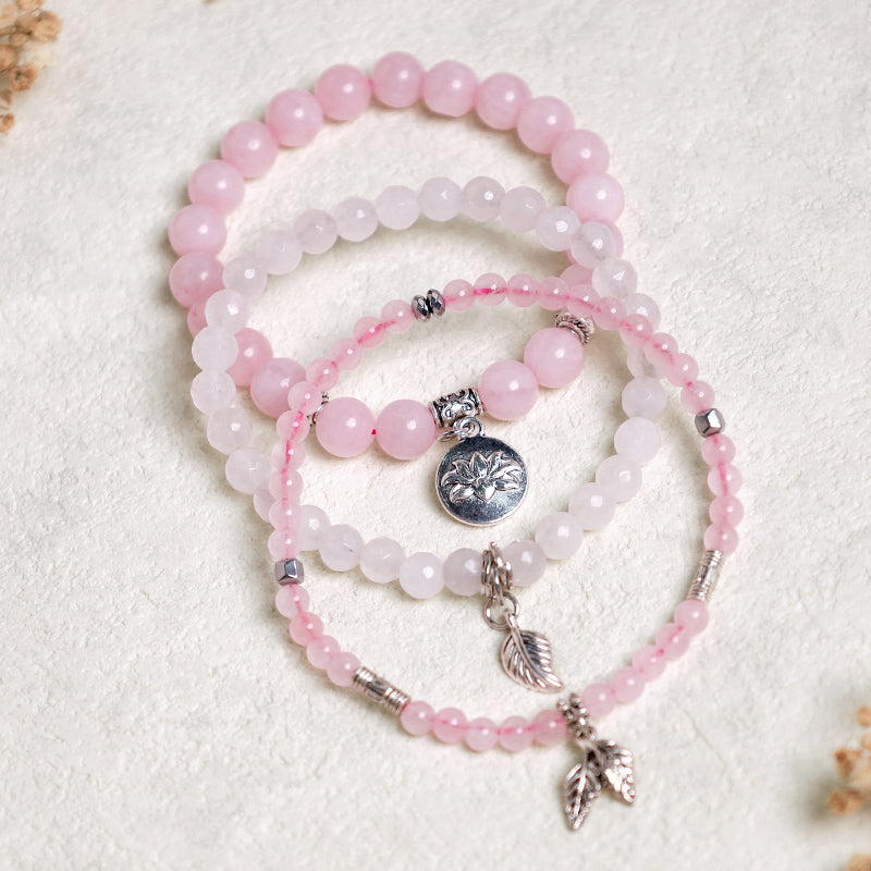 Buddha Stones 3PCS Natural Quartz Crystal Beaded Healing Energy Lotus Bracelet - image 19