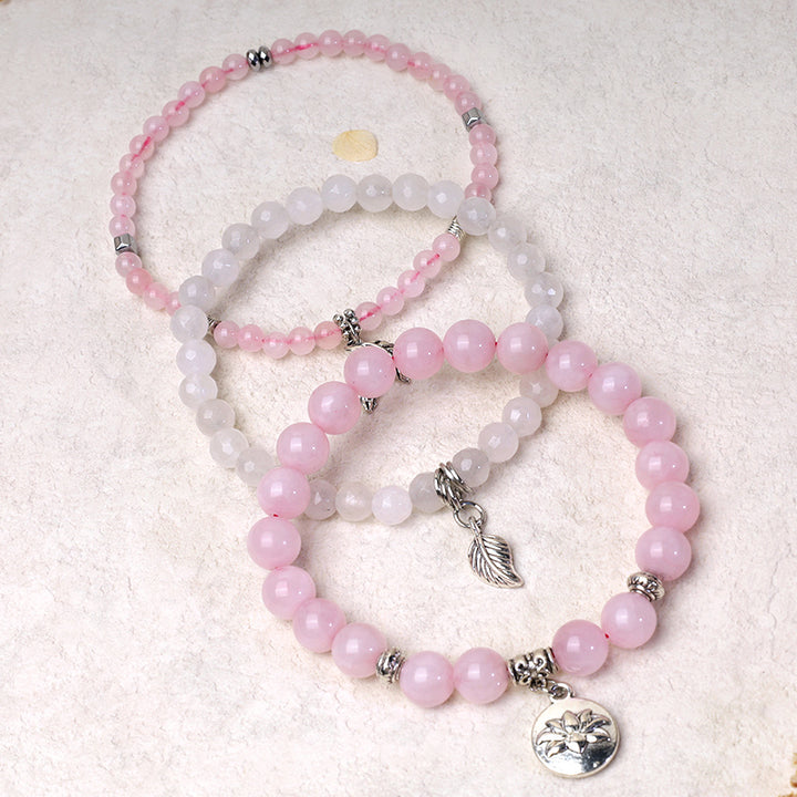 Buddha Stones 3PCS Natural Quartz Crystal Beaded Healing Energy Lotus Bracelet - image 20