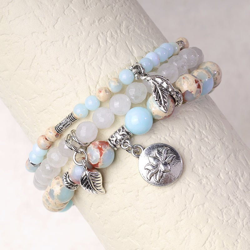 Buddha Stones 3PCS Natural Quartz Crystal Beaded Healing Energy Lotus Bracelet - image 33