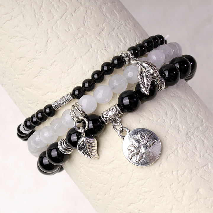 Buddha Stones 3PCS Natural Quartz Crystal Beaded Healing Energy Lotus Bracelet - image 10