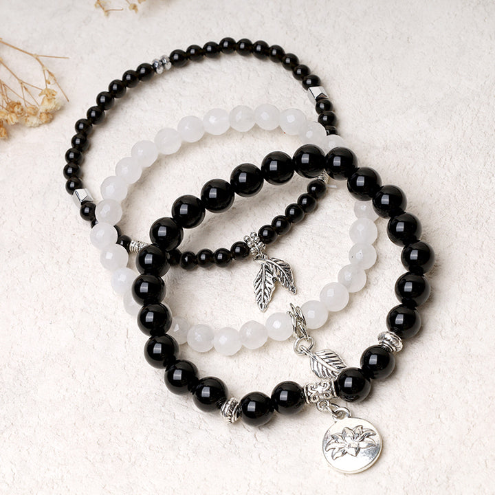 Buddha Stones 3PCS Natural Quartz Crystal Beaded Healing Energy Lotus Bracelet - image 9