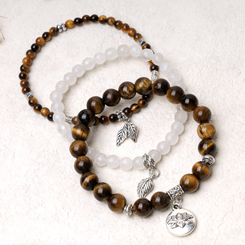 Buddha Stones 3PCS Natural Quartz Crystal Beaded Healing Energy Lotus Bracelet - image 28