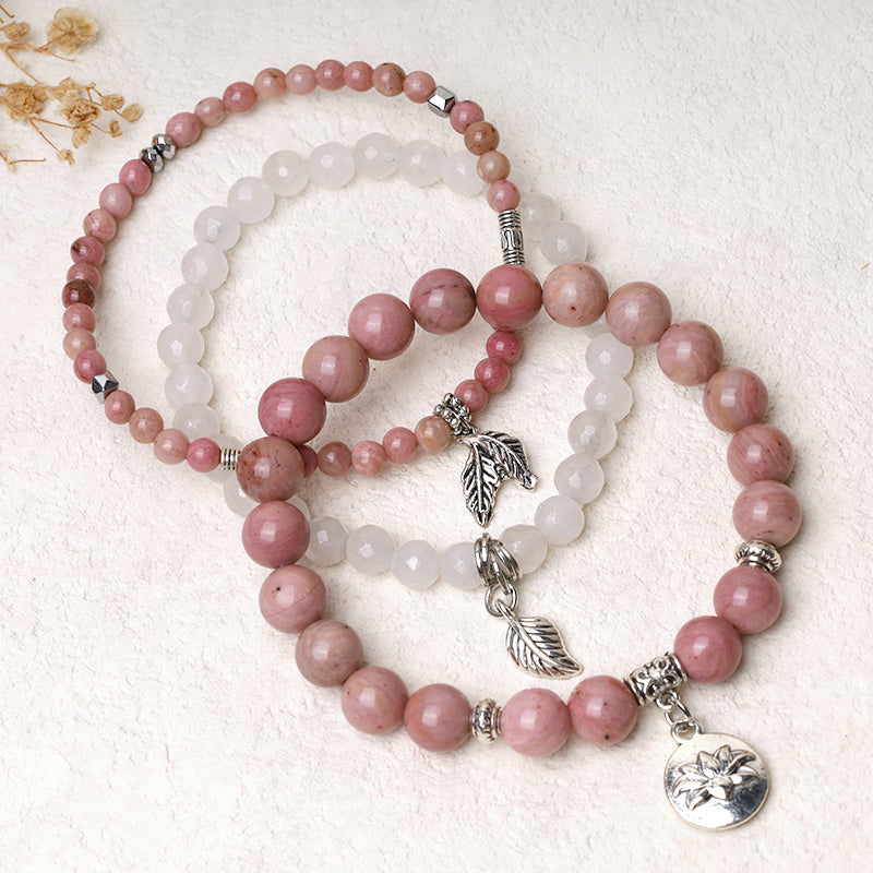 Buddha Stones 3PCS Natural Quartz Crystal Beaded Healing Energy Lotus Bracelet - image 15