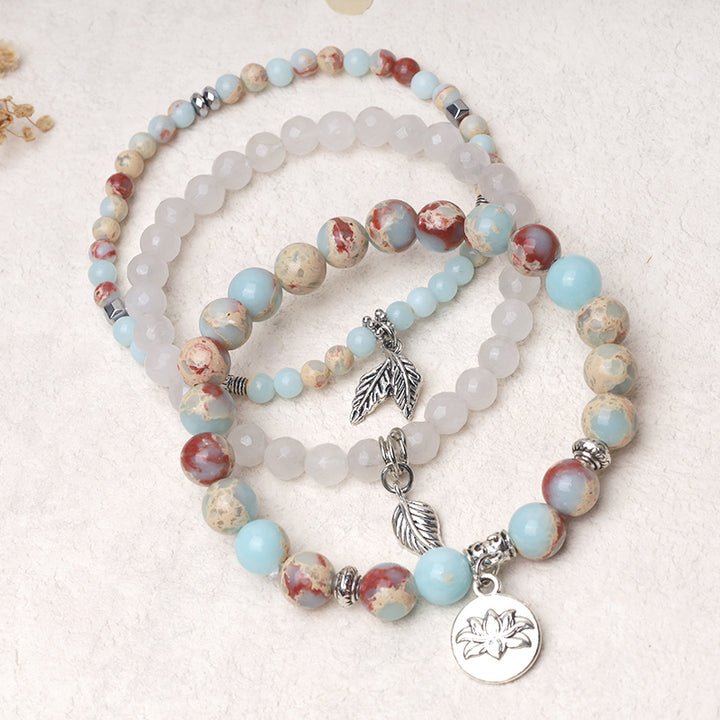 Buddha Stones 3PCS Natural Quartz Crystal Beaded Healing Energy Lotus Bracelet - image 32