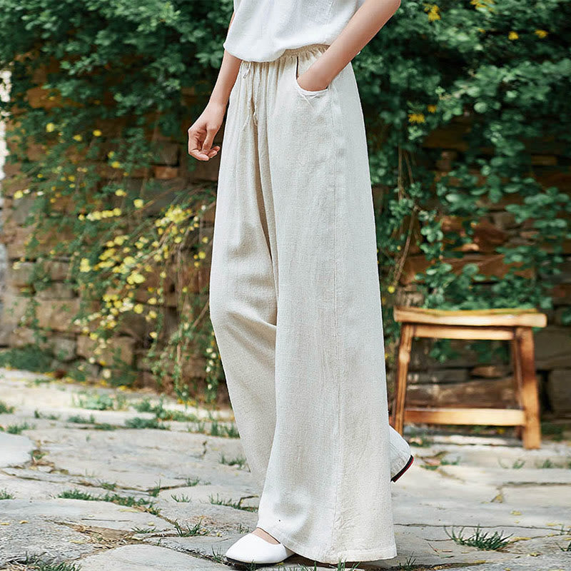 Buddha Stones Plain Wide Leg Pants Dance Women's Yoga Pants With Pockets - image 5