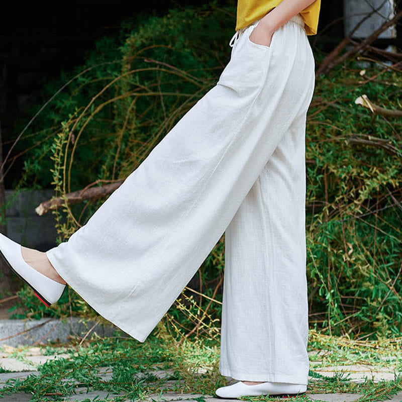 Buddha Stones Plain Wide Leg Pants Dance Women's Yoga Pants With Pockets - image 19