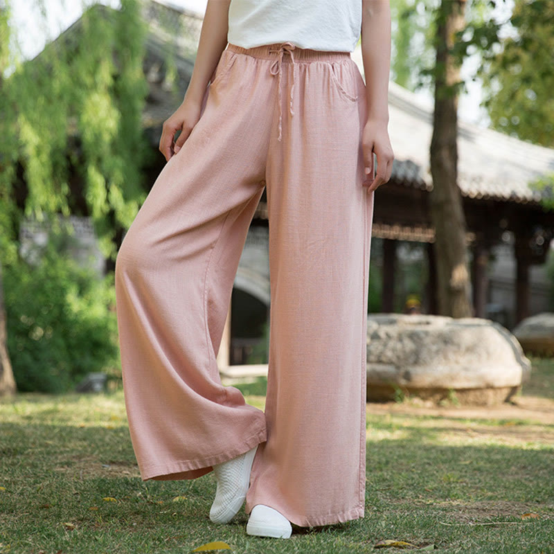 Buddha Stones Plain Wide Leg Pants Dance Women's Yoga Pants With Pockets - image 33
