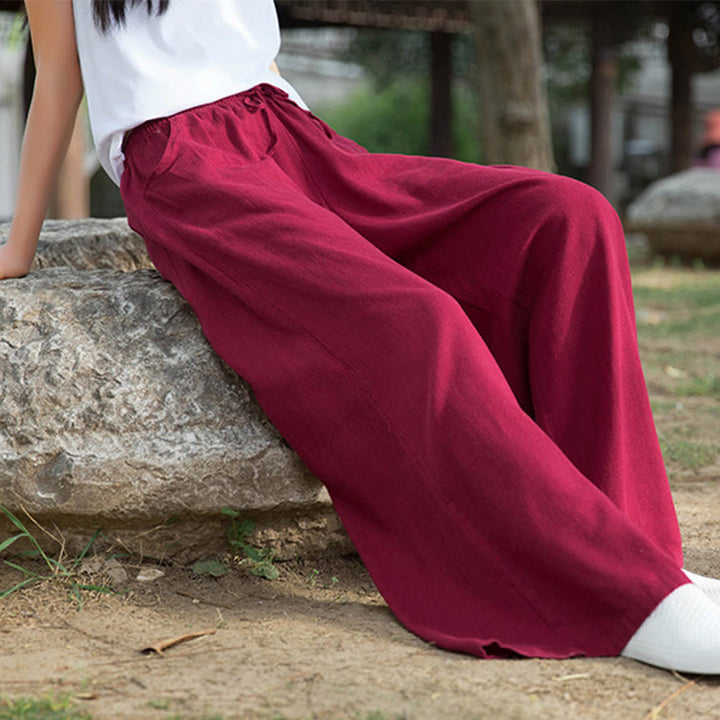 Buddha Stones Plain Wide Leg Pants Dance Women's Yoga Pants With Pockets - image 44