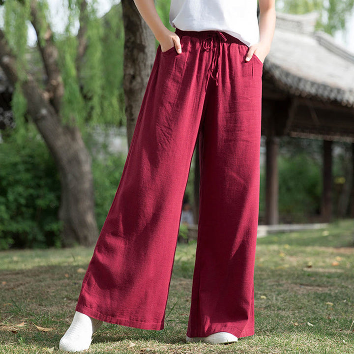 Buddha Stones Plain Wide Leg Pants Dance Women's Yoga Pants With Pockets - image 43