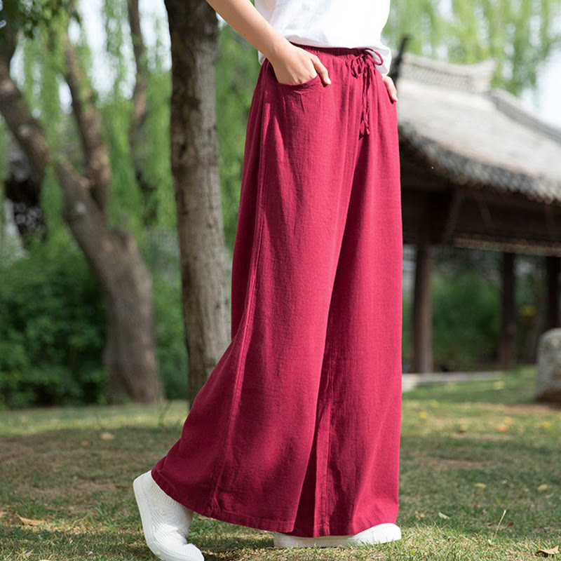 Buddha Stones Plain Wide Leg Pants Dance Women's Yoga Pants With Pockets - image 46