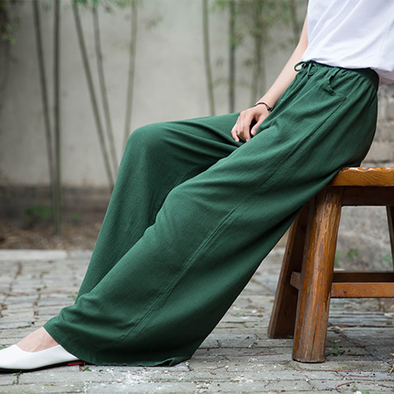 Buddha Stones Plain Wide Leg Pants Dance Women's Yoga Pants With Pockets - image 53
