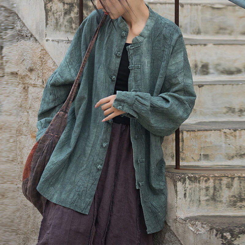 Buddha Stones Tie Dye Frog-Button Long Sleeve Zen Meditation Open Front Jacket - MediumTurquoise(Top Only)-US4-14,UK/AU8-18,EU36-46 (F) - image 12