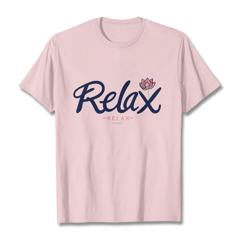 Buddha Stones RELAX Lotus Tee T-shirt - LightPink - 2XL - image 13
