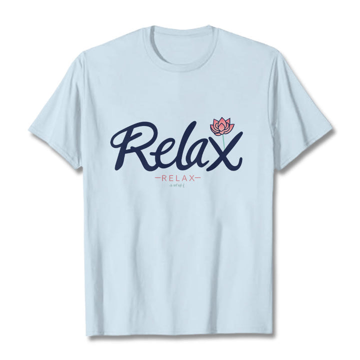 Buddha Stones RELAX Lotus Tee T-shirt - LightCyan - 2XL - image 1