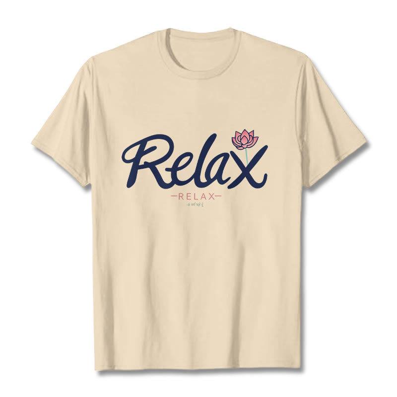 Buddha Stones RELAX Lotus Tee T-shirt - Bisque - 2XL - image 9