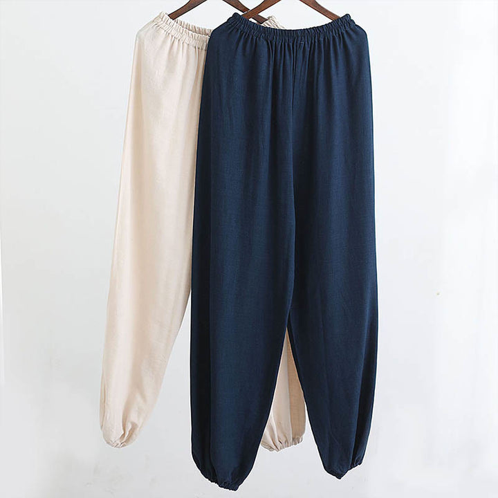 Buddha Stones 2Pcs V-Neck Men's Long Sleeve Shirt Top Pants Meditation Zen Tai Chi Cotton Linen Clothing Set - image 40