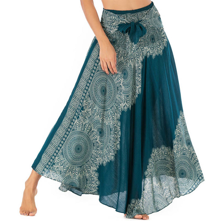 Buddha Stones Two Style Wear Boho Mandala Flower Beach Skirt Dress - image 1