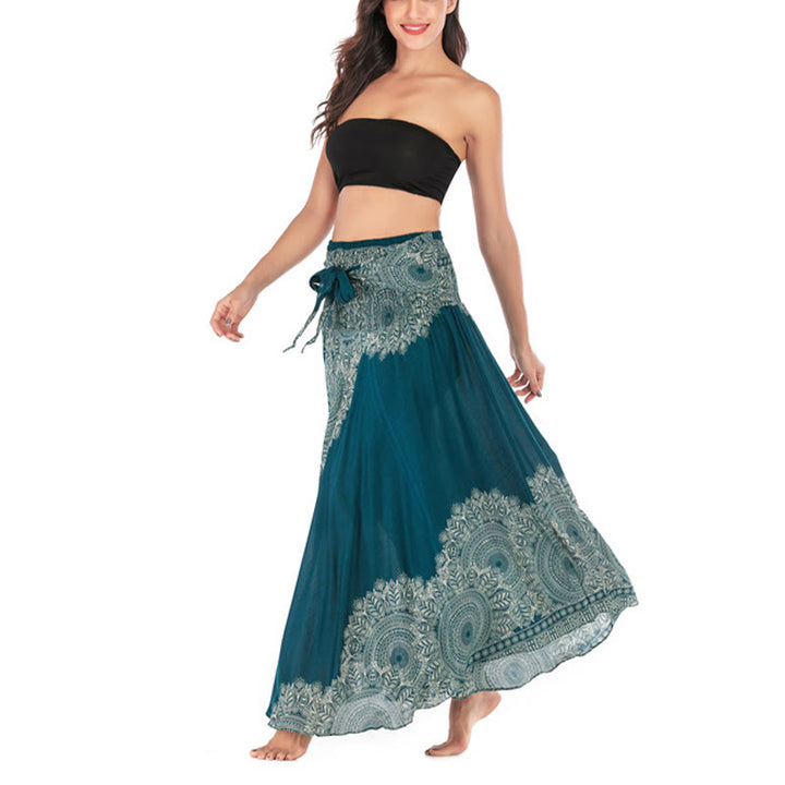 Buddha Stones Two Style Wear Boho Mandala Flower Beach Skirt Dress - image 6