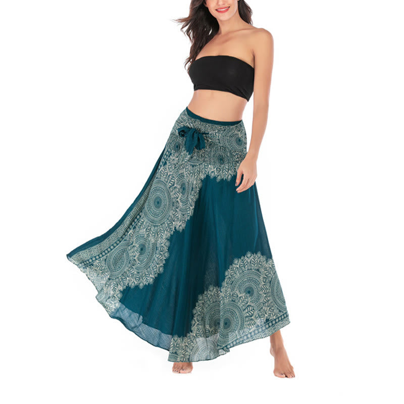 Buddha Stones Two Style Wear Boho Mandala Flower Beach Skirt Dress - image 4