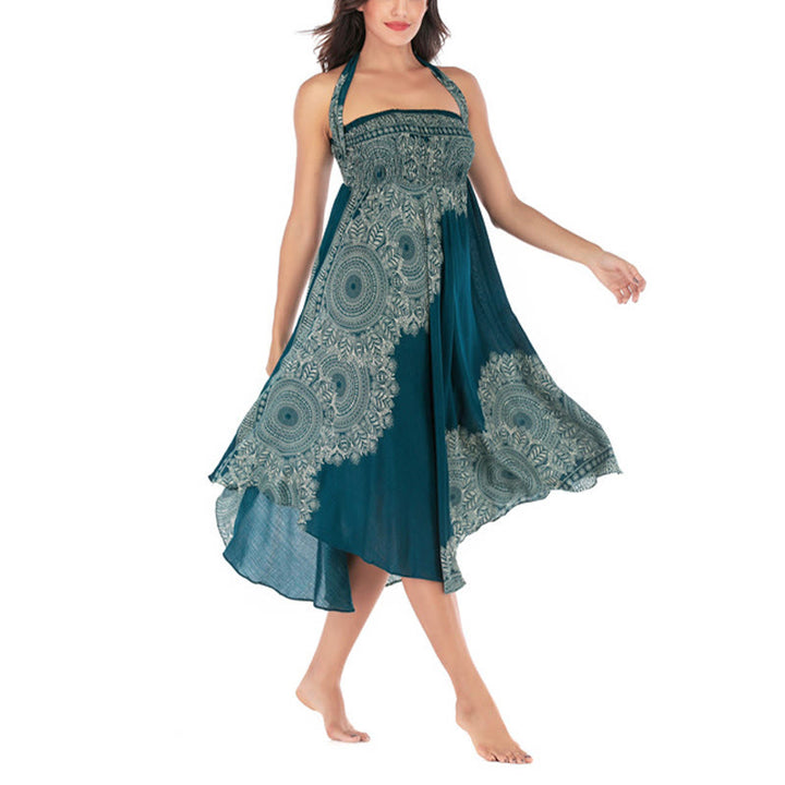 Buddha Stones Two Style Wear Boho Mandala Flower Beach Skirt Dress - image 3